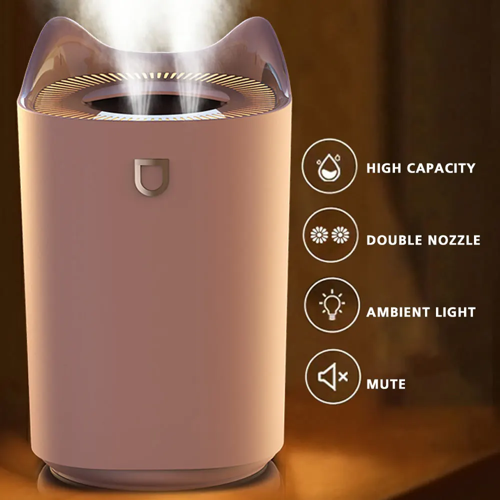 

3L/1.4L Air Humidifier LED Lamp Ultrasonic Humidifiers Aromatherapy Diffuser Car Purifier Aroma Anion Mist Maker