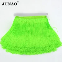 junao 10 meters 20cm wide neon green tassel fringe lace trim ribbon sewing tassels for curtains diy latin dress stage clothes