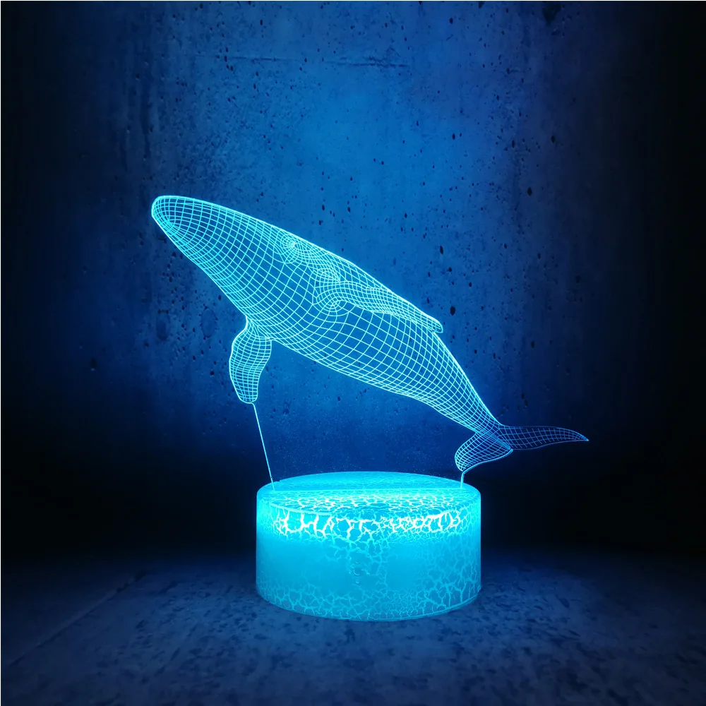 Новый детский день 3D светодиодная USB лампа Подводный мир Рыбы КИТ Cetacea визуальные