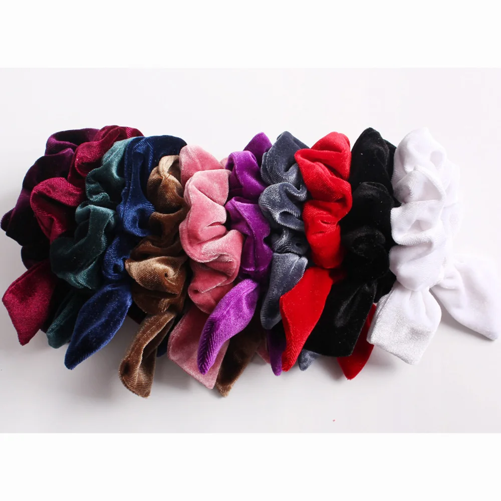Женские Элегантные Бархатные Однотонные эластичные резинки для волос с конским