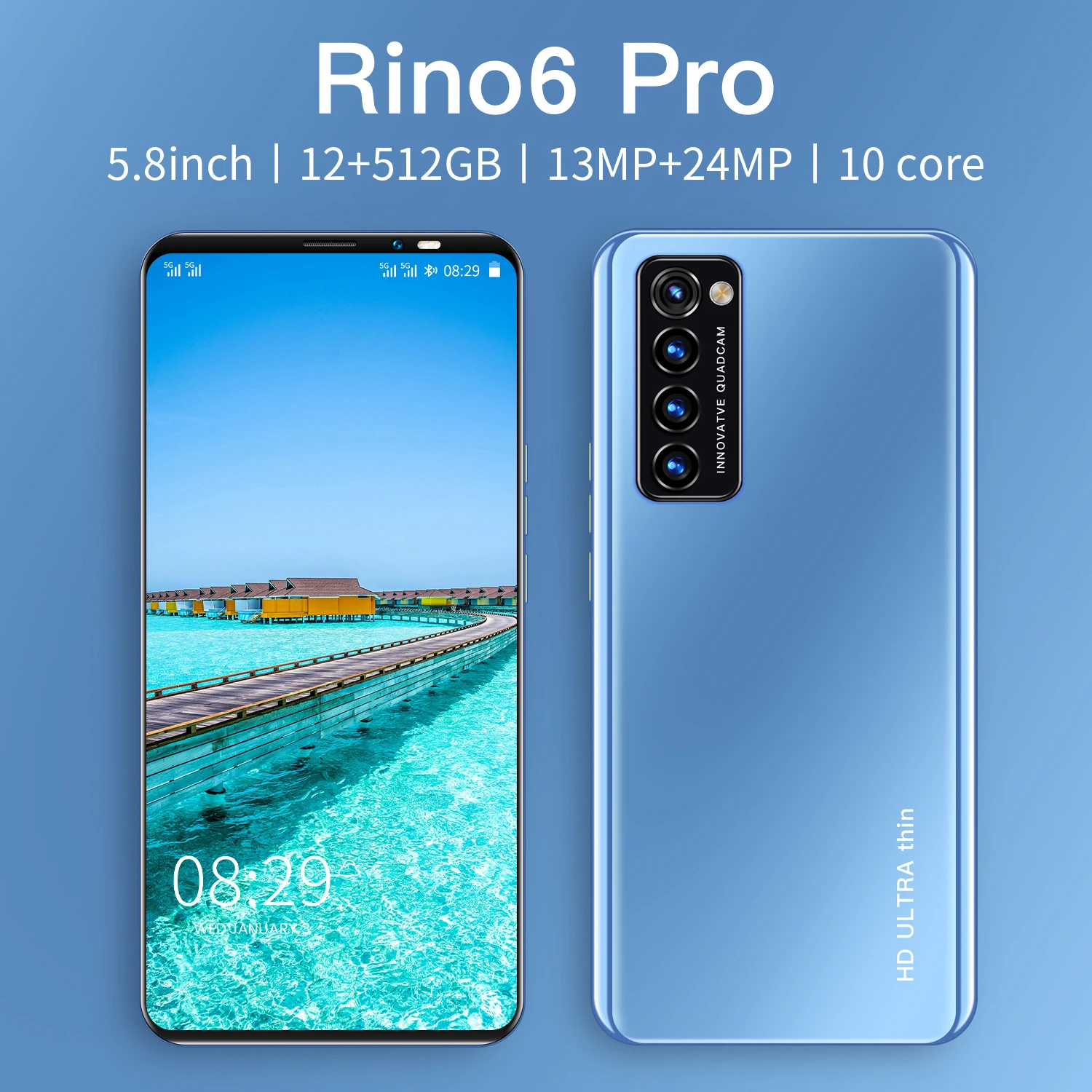 

OPO Global Version Rino6 Pro 5.8 Inch Full Screen 12G 512G 13MP 24MP 4800mAh Android 10 Deca Core Snapdragon 888 Mobile Phone