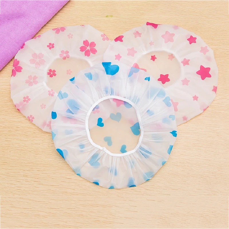 

Waterproof Elastic Shower Cap Reusable Bath Head Hair Cover Thicken Bath Hat Colorful Useful Comfortable Portable Household Item