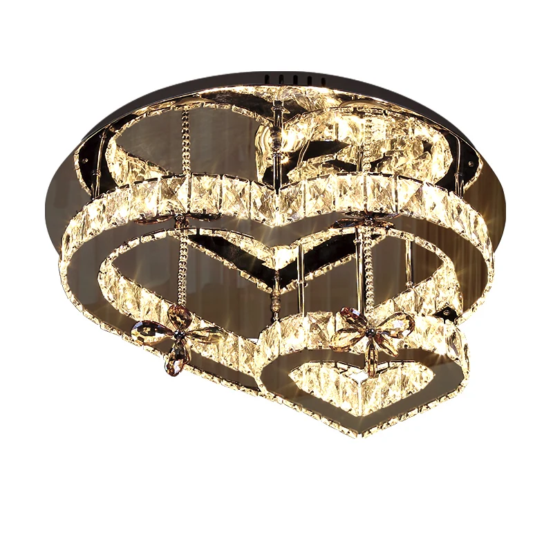 

Modern Lustre K9 Crystal Ceiling Lights Stainless Steel Heart-shaped Romantic LED Lamp Adjustable For Living Room Bedroom Decor