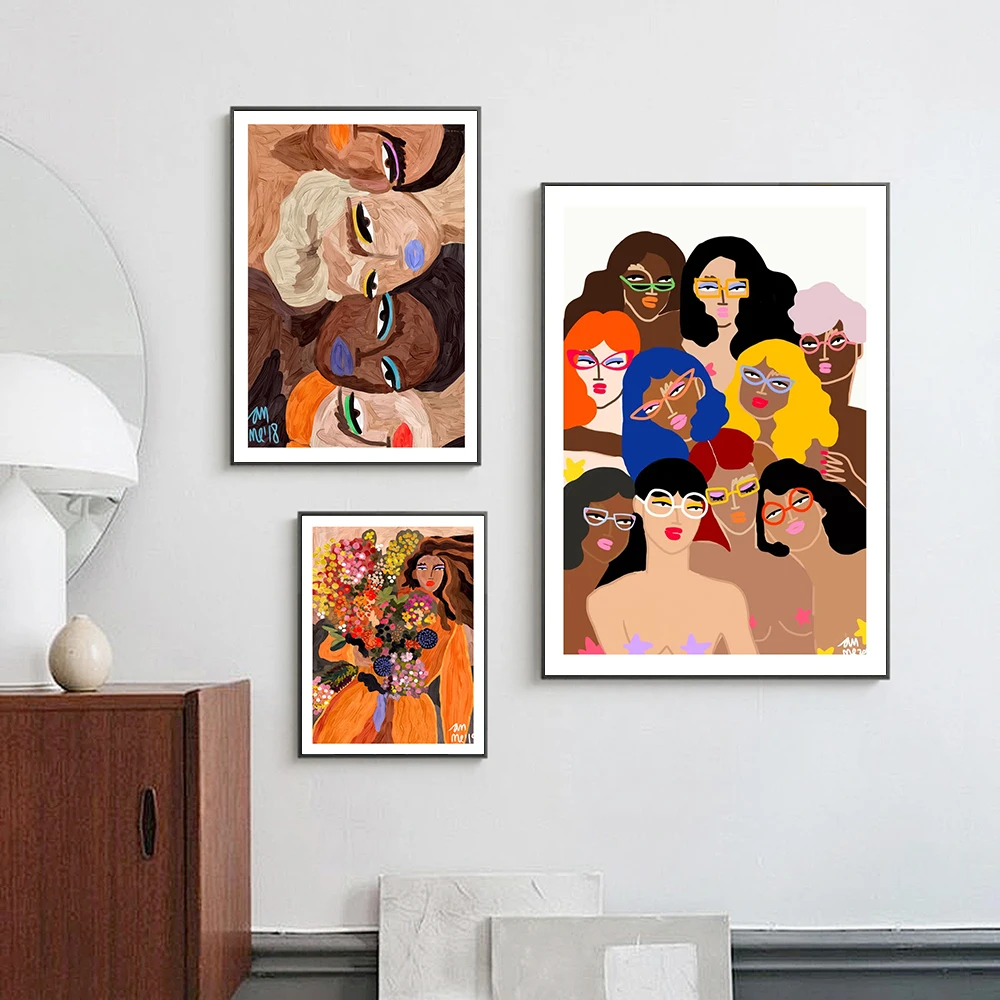 Современный абстрактный постер картина индивидуальная женщина разноцветная