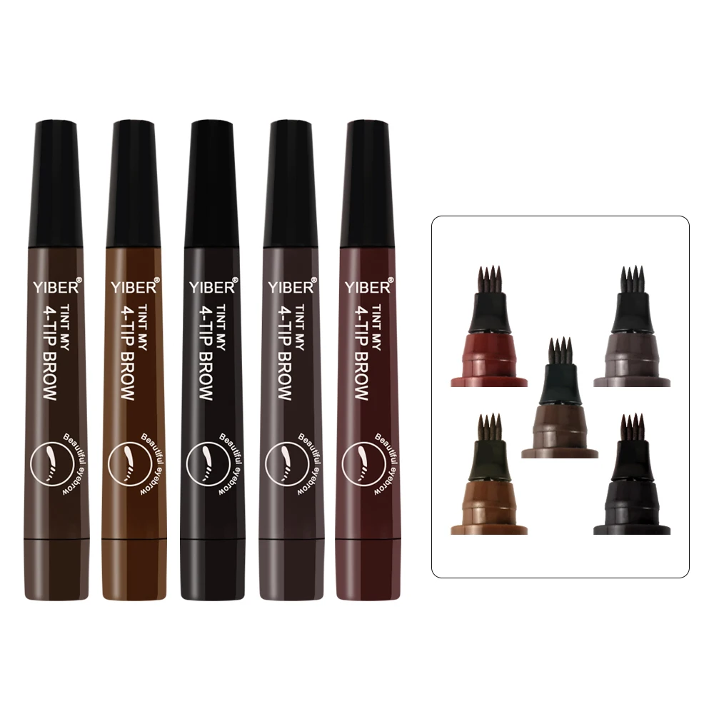 

Henna Eyebrow 4 Fork Tip Eyebrow Pencil Natural Long Lasting Tattoo Tint Pen Eyebrow Dye 5 Colors Liquid Eyebrows Makeup