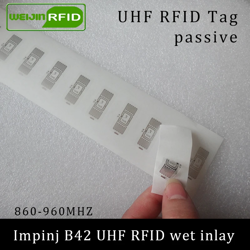 UHF RFID бирка наклейка Impinj B42 влажная инкрустация 915mhz 900 868mhz 860 960MHZ EPCC1G2 6C умный клей