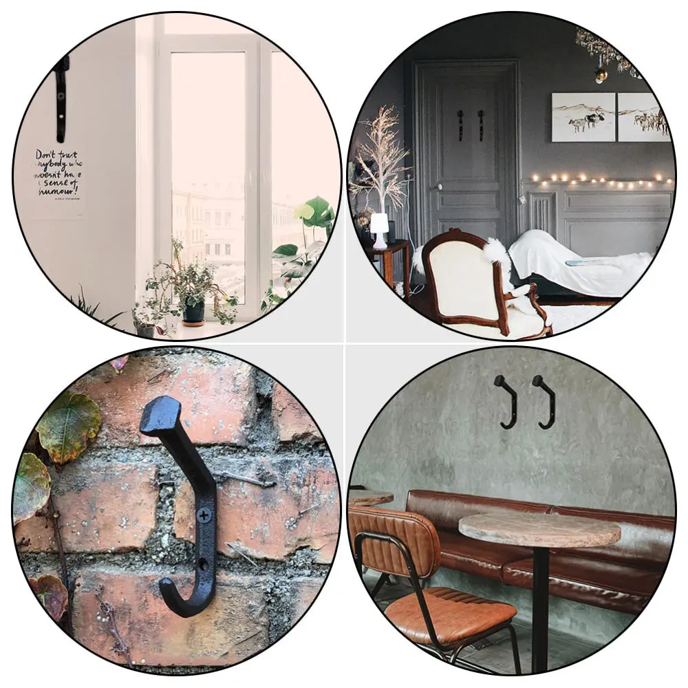

3pcs Wall-mounted Hook Vintage Nail Shape Wall Hanging Hook Cast Iron Hanger