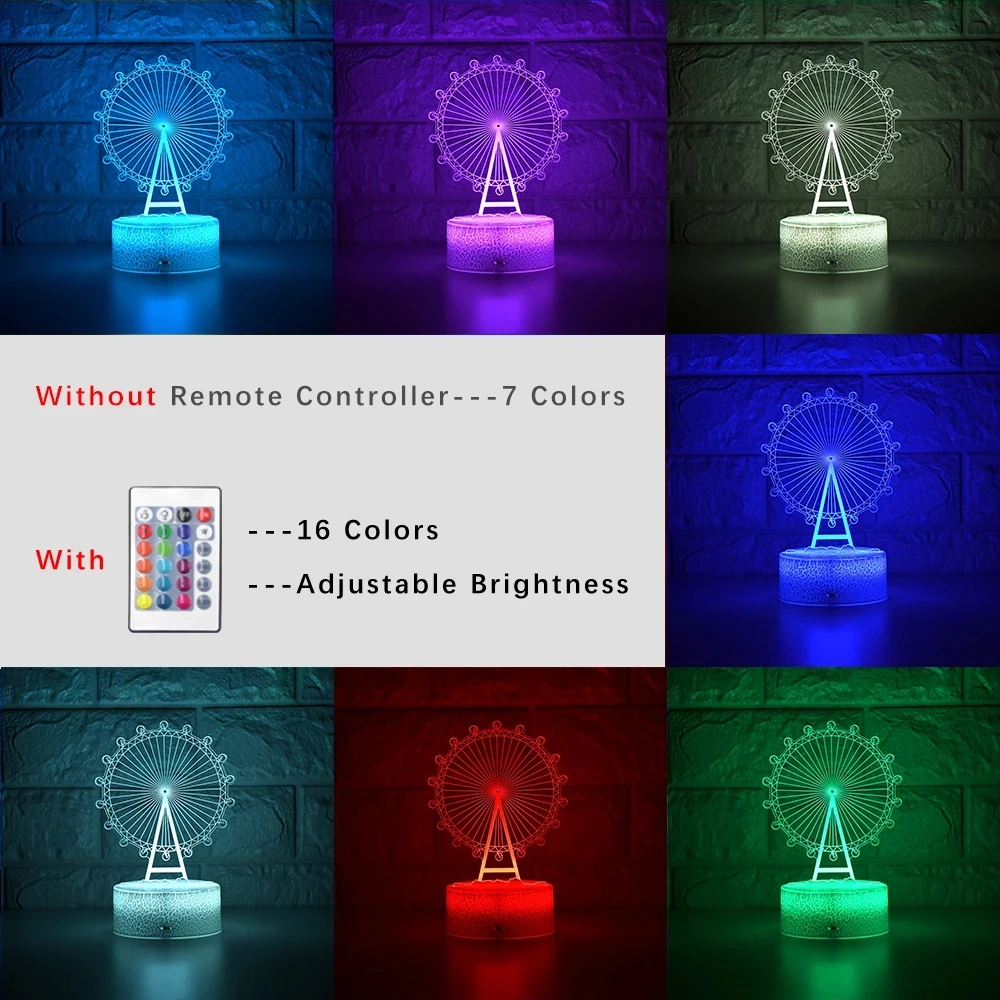 

3D LED Night Light Creative Dining Table Bedside Lamp Romantic Ferris Wheel Lamp Home Decoration Gift For Sweetheart Girlfriend
