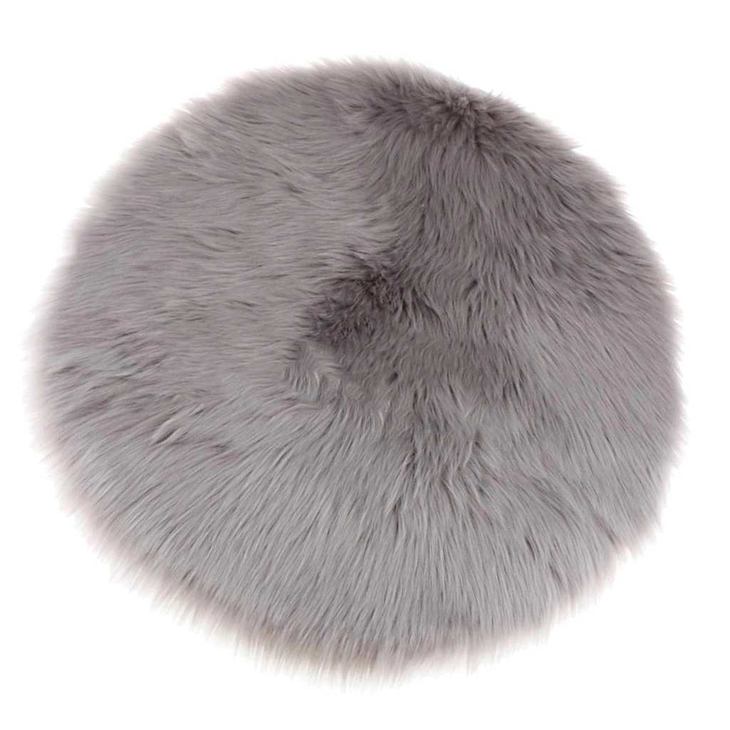 

2 Pcs Round Shaggy Rugs Soft Living Room Bedroom Rug Mat Gray