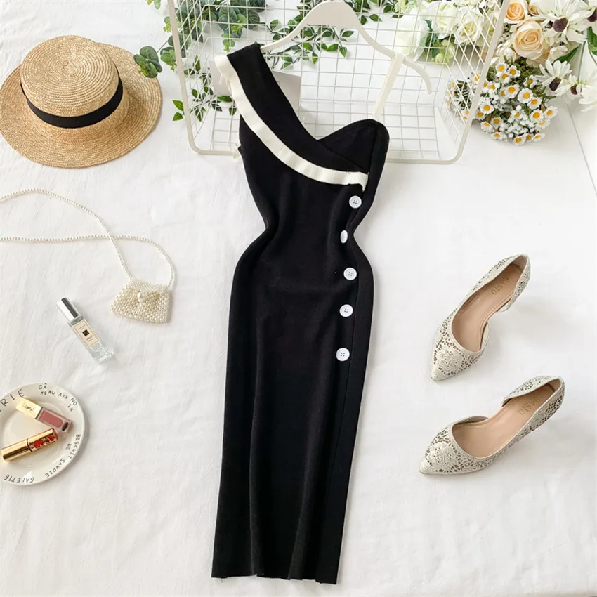 Осеннее модное женское сексуальное вязаное платье большого размера на тонких