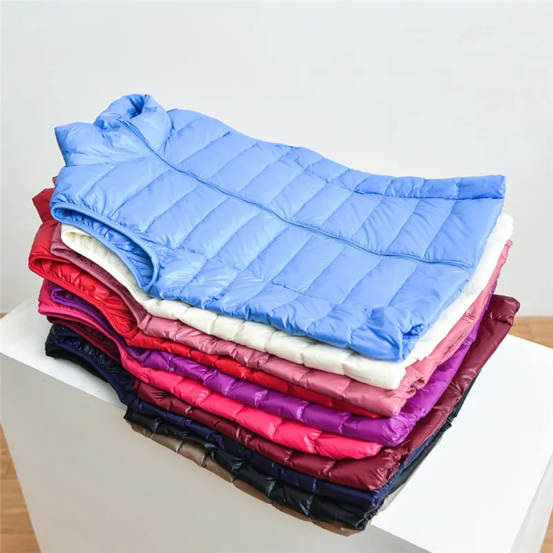 Женский ультра-светильник осенне-зимний жилет без рукавов на утином пуху