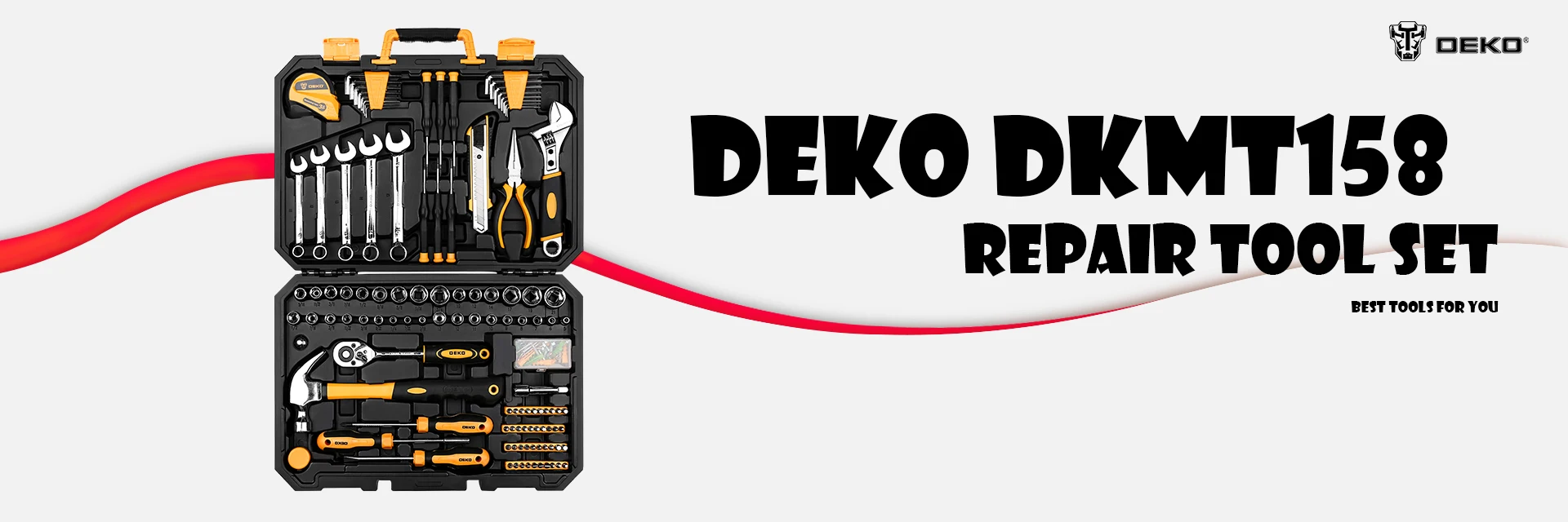 DEKO, 158 шт, профессиональный набор инструментов для ремонта автомобиля, автоматический Трещоточный гаечный ключ, отвертка, торцевые механические инструменты, набор W/Выдувная коробка