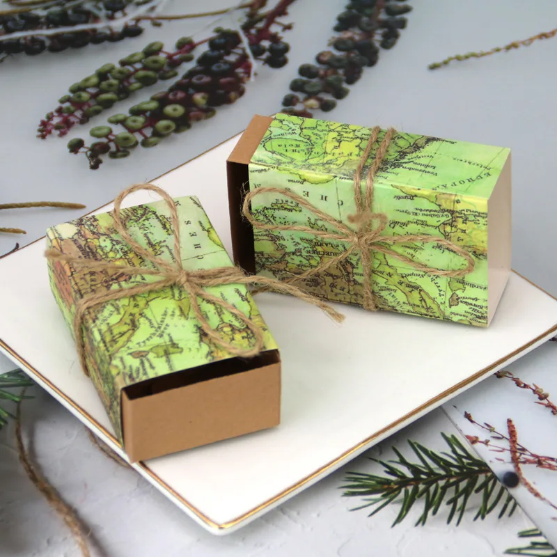 50 шт. Подарочная коробка для конфет Карта мира|Подарочные сумки и упаковка| |