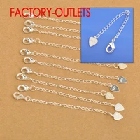 wholesale fashion jewelry findings 925 sterling silver extension chains with heart tag lobster clasps for necklace bracelets