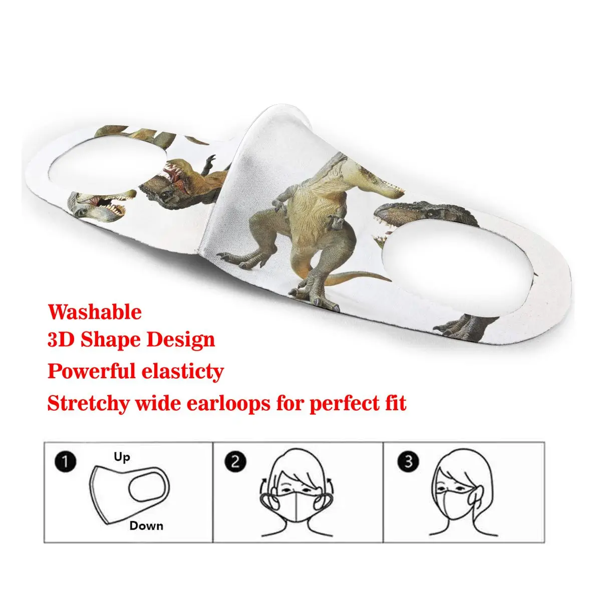 

Dust Mask Realistic Dinosaur Mouth Face Cover Respirator for Adult Kid Washable Reusable Anti Pollution