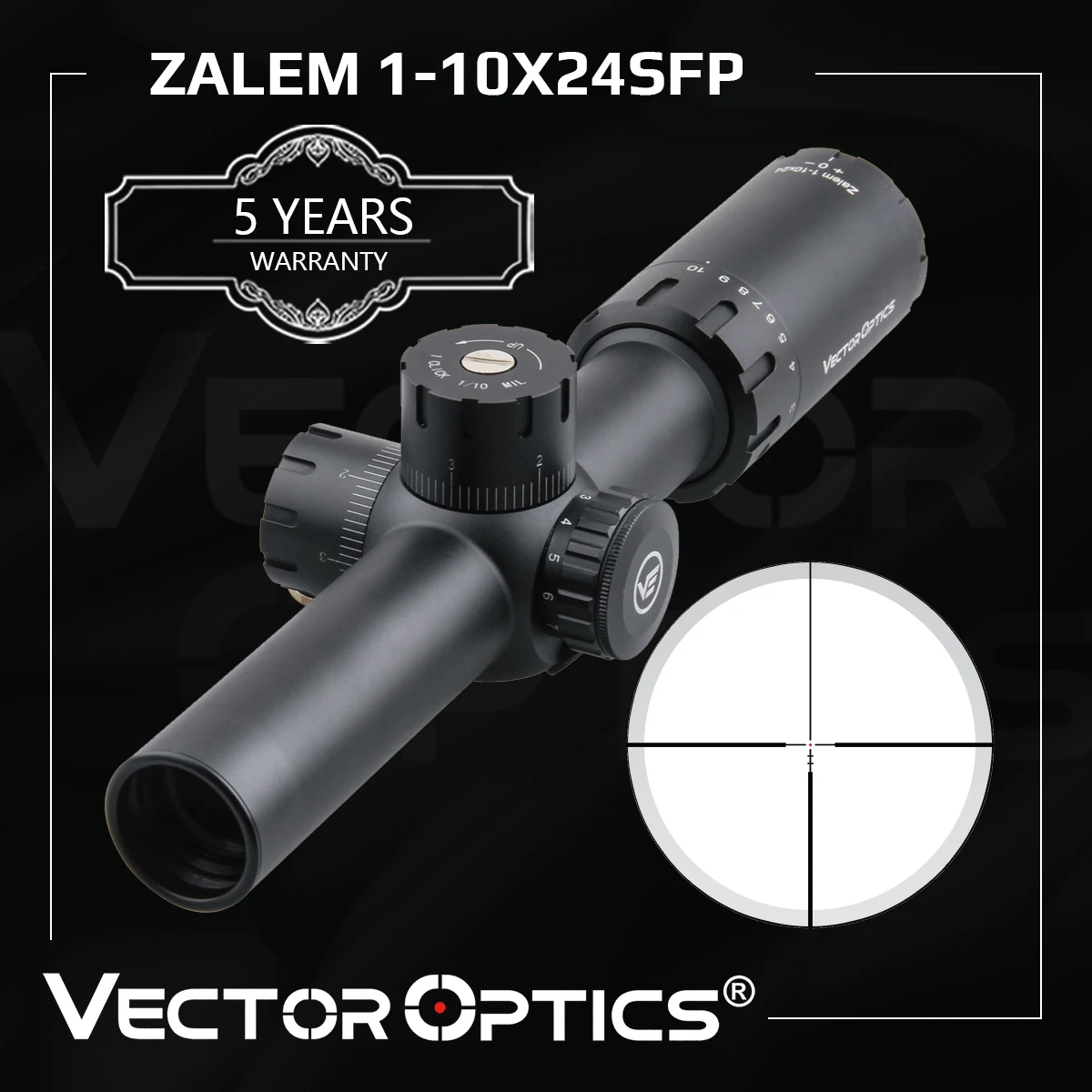 Оптический прицел Vector Optics Zalem 1 10x24 охотничий с длинным глазом 11 уровней красный