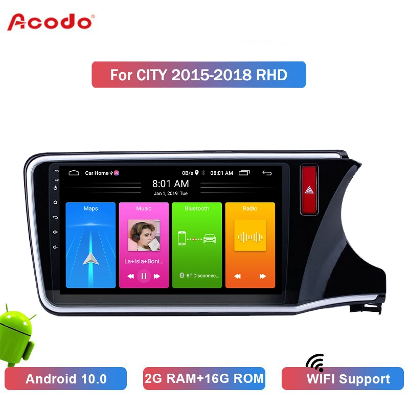

Автомобильный радиоприемник ACODO 2 + 16G Android 10,0, мультимедийный плеер для Honda CITY 2015-2018, RHD-навигация, GPS, 2 din