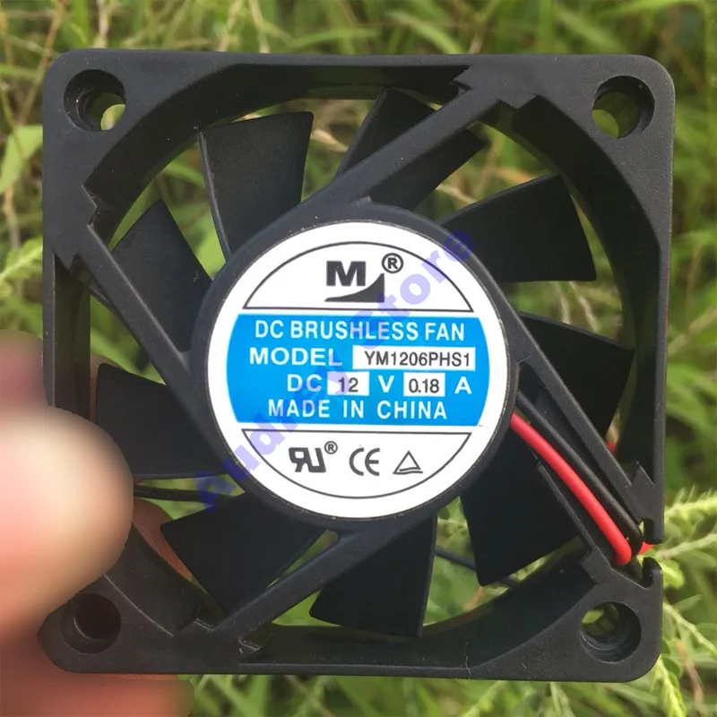 

Оригинальный YM1206PHS1 12 В 0.18A 6 см 6015 2-проводной вентилятор охлаждения для блока питания