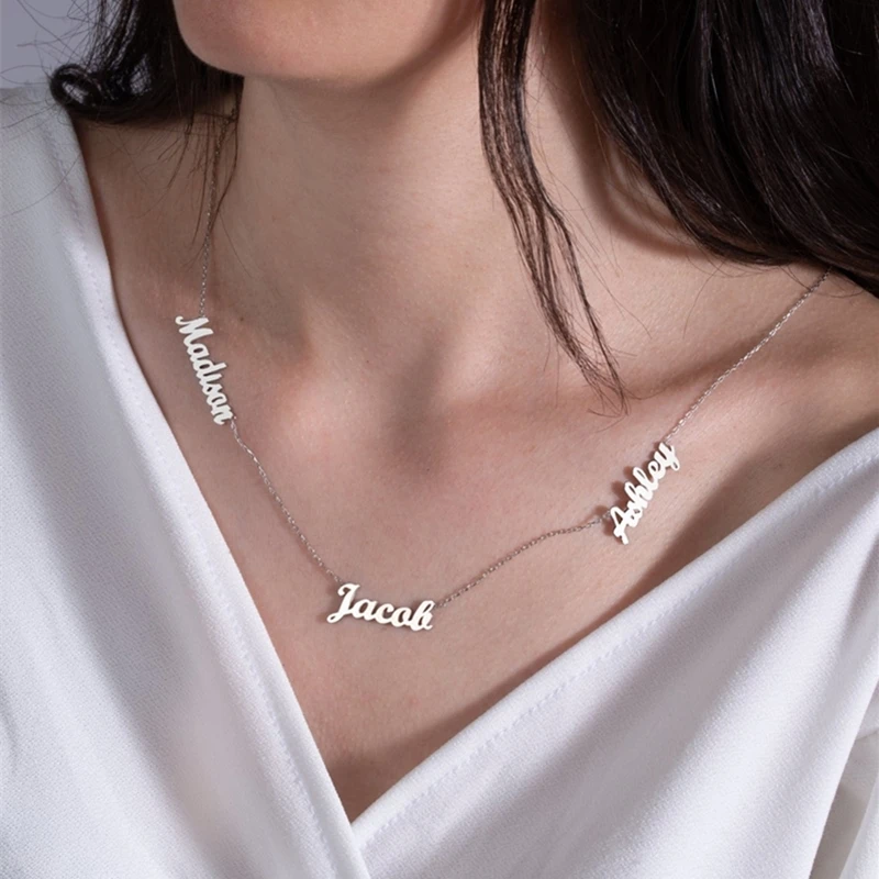 Ожерелье с тремя именами на заказ персонализированное колье из нержавеющей