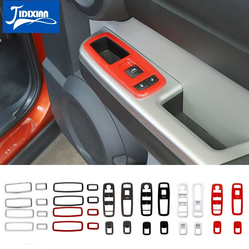 

JIDIXIAN Car Window Button Lifting Panel Decoration Cover Stickers for Dodge Nitro 2007 2008 2009 2010-2012 Interior Accessories