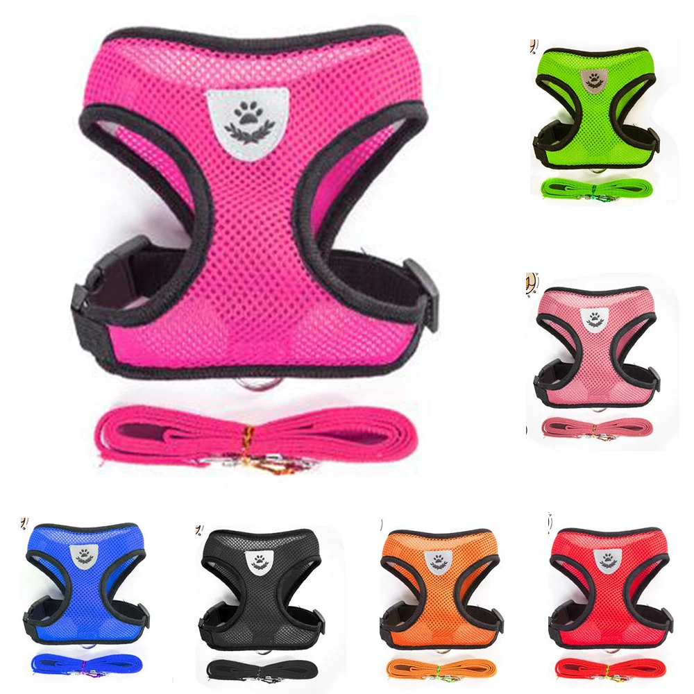

Pet Vest Soft Mesh Chest Strap Harness Training Supplies Adjustable Outdoor Walking Lead Leashs For Dogs And Cats