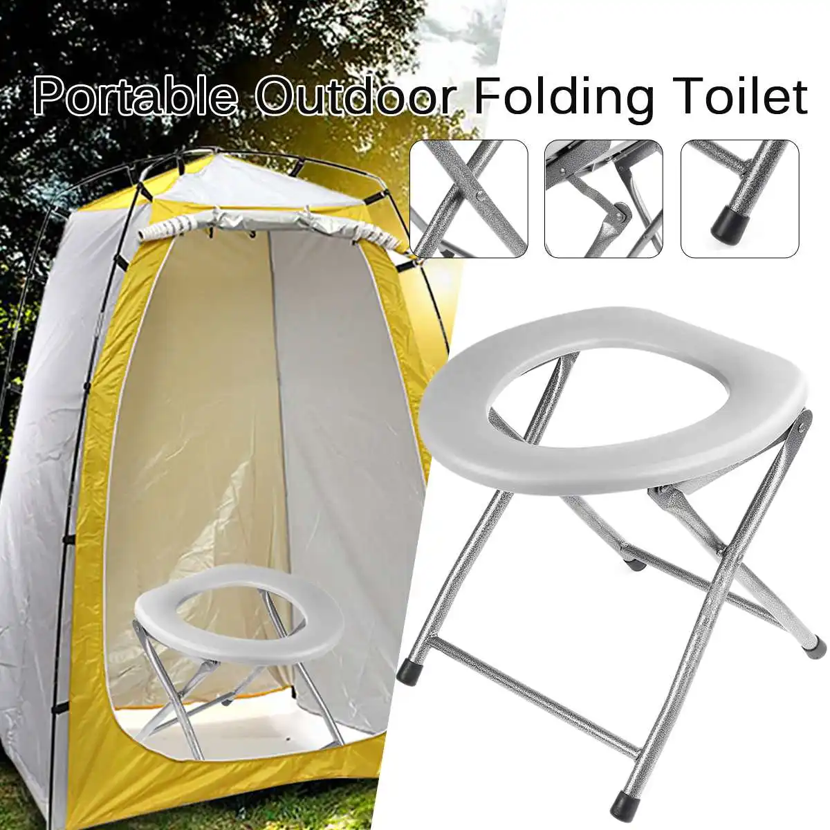 

Folding Commode Portable Toilet Seat Portable Potty Chair Comfy Commode Chair Perfect for Camping Hiking Trips