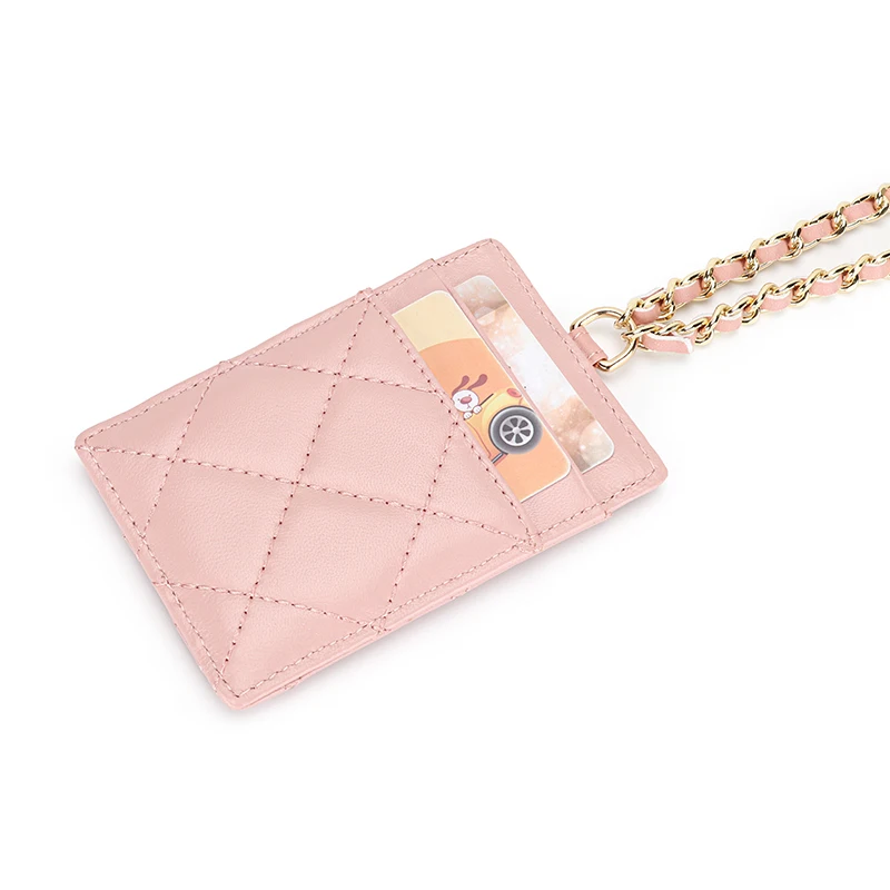 COMFORSKIN Luxurious 100%Sheepskin Winter Style Women Card Wallet 2022 New Arrivals Fashion Chain Thin Card Holders