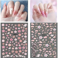 3d diy nail art sticker adhesive sticker decals tool spring summer pink flowers nail art tattoo decoration z0282