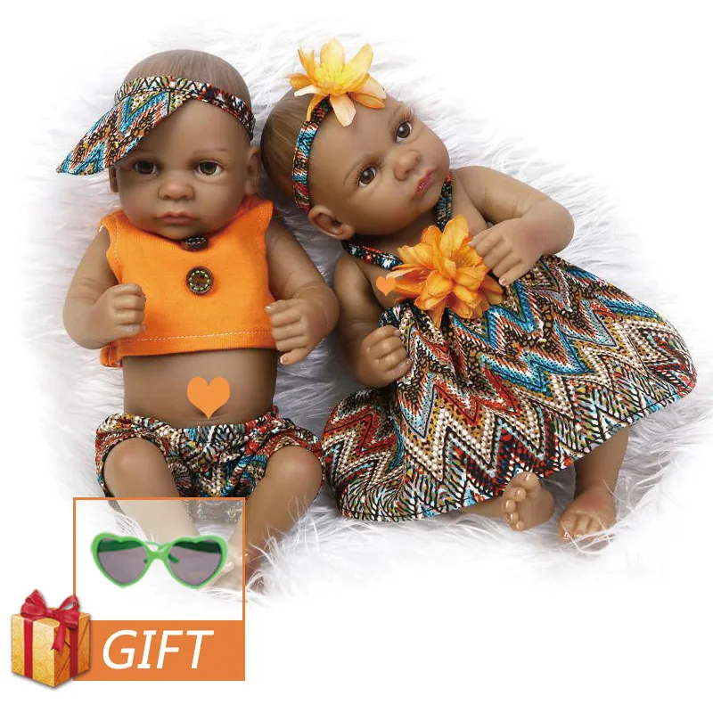 Кукла-реборн NPK 25 см мягкая силиконовая кукла-Реборн черная кукла-братец и сестры