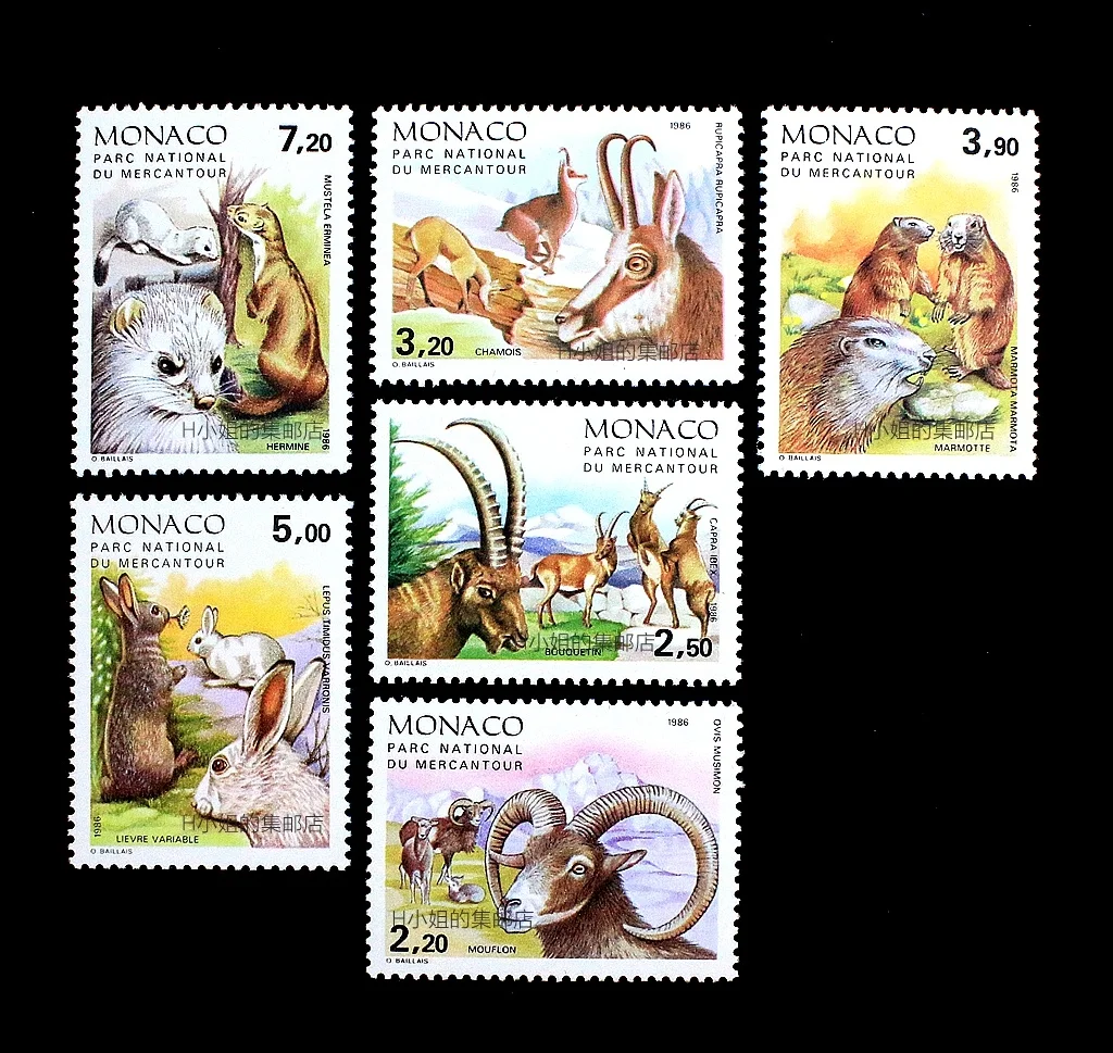 

6 PCS,Monaco Post Stamp,1986,Rat,Rubbit,Sheep,Animal Stamp,Stamp Collection,MNH