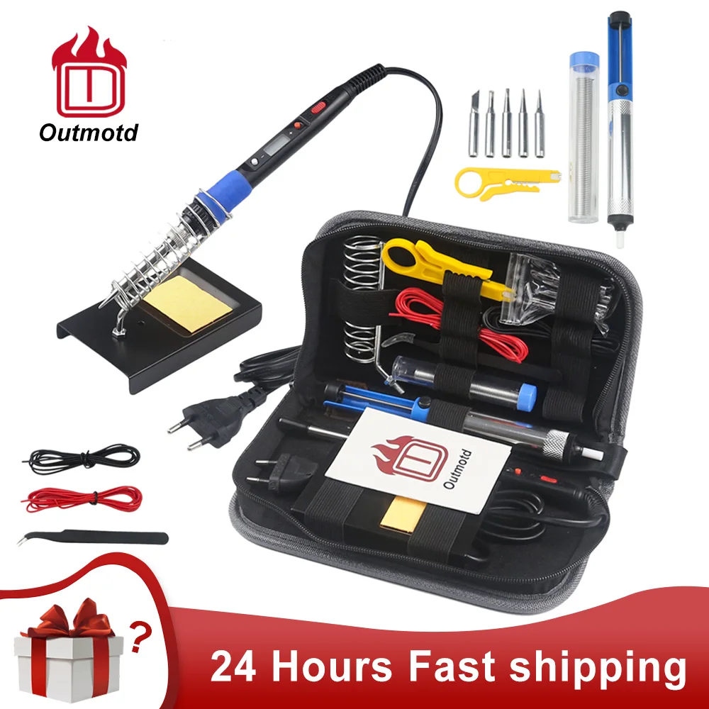 Outmotd 80W Electric Soldering Iron Kit LCD Digital Display Adjustable Temperature  220V/110V Welding Tools
