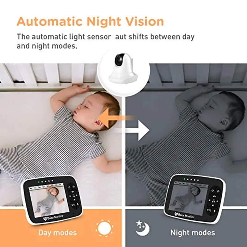 

3.5inch High Resolution Baby Monitor Infrared Night Vision Wireless Video Baby Sleeping Monitor with Remote Camera Pan-Tilt-Zoom