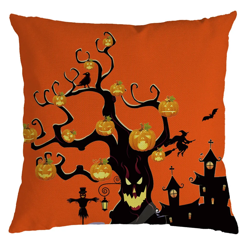 Gajjar Halloween Pumpkin Orange 45X45CM Cushion Cover Linen Farmhouse Decor Pillow Case Home Sofa Car Kussenhoes Cojines | Дом и сад