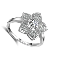 925 sterling silver ring plant series sharp corner flower ornament white crystal cubic zirconia for women girl birthday present