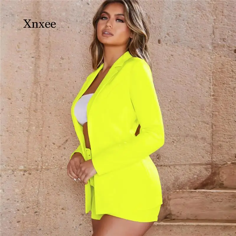 Блейзер комплект из двух предметов пиджак Для женщин офисные 2 органической кожи