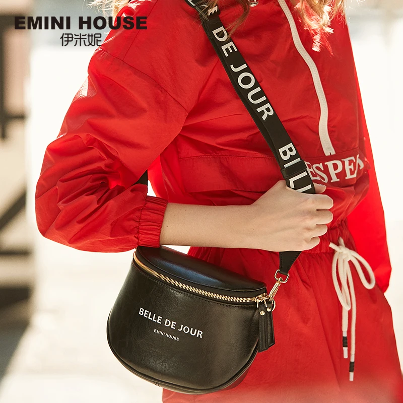 EMINI HOUSE широкий ремень седельная сумка масло воск кожа роскошные сумки женские