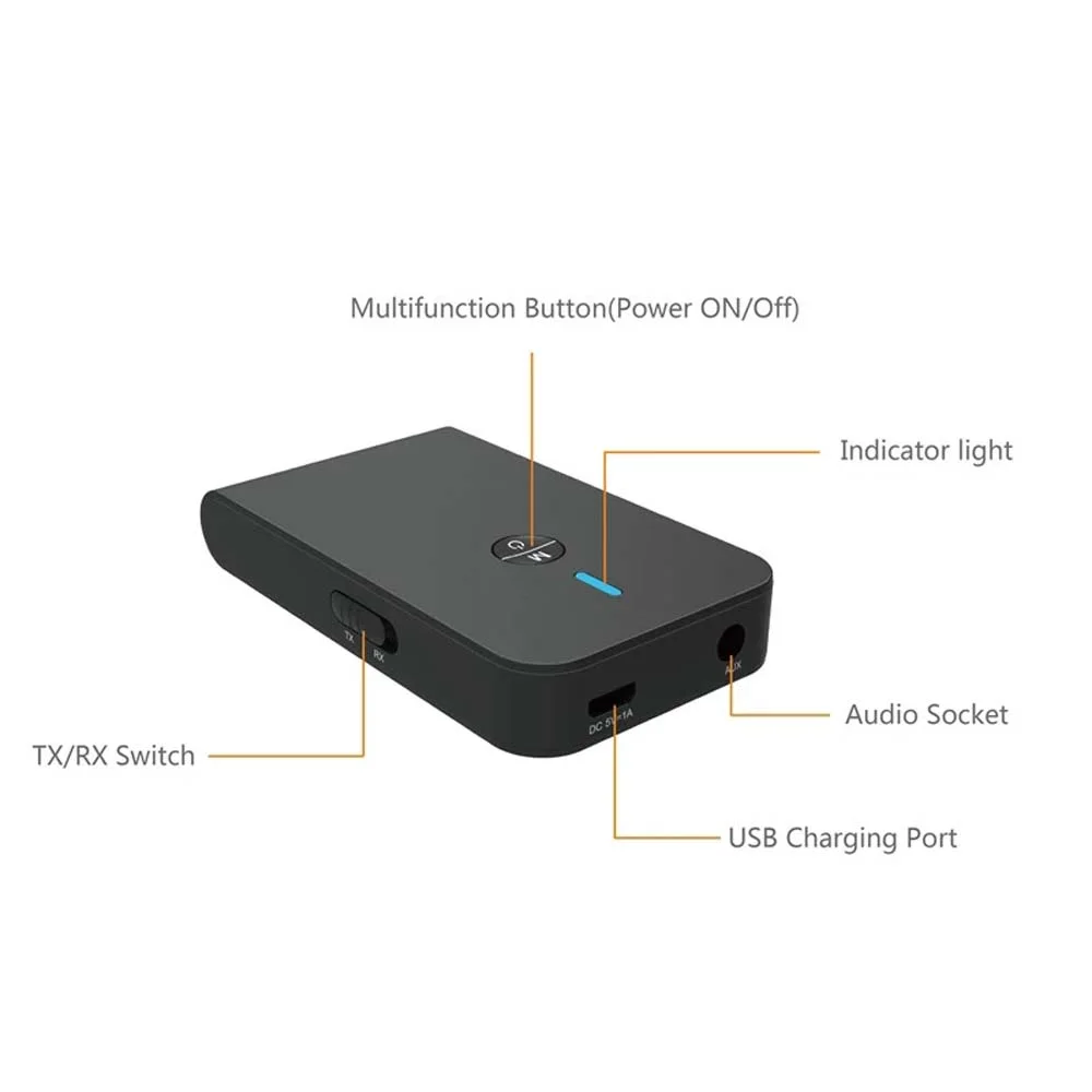 

2 in 1 Bluetooth 5.0 Transmitter Receiver 3.5mm Jack Wireless Audio Bluetooth Transmitter Receiver Music Audio Adapter