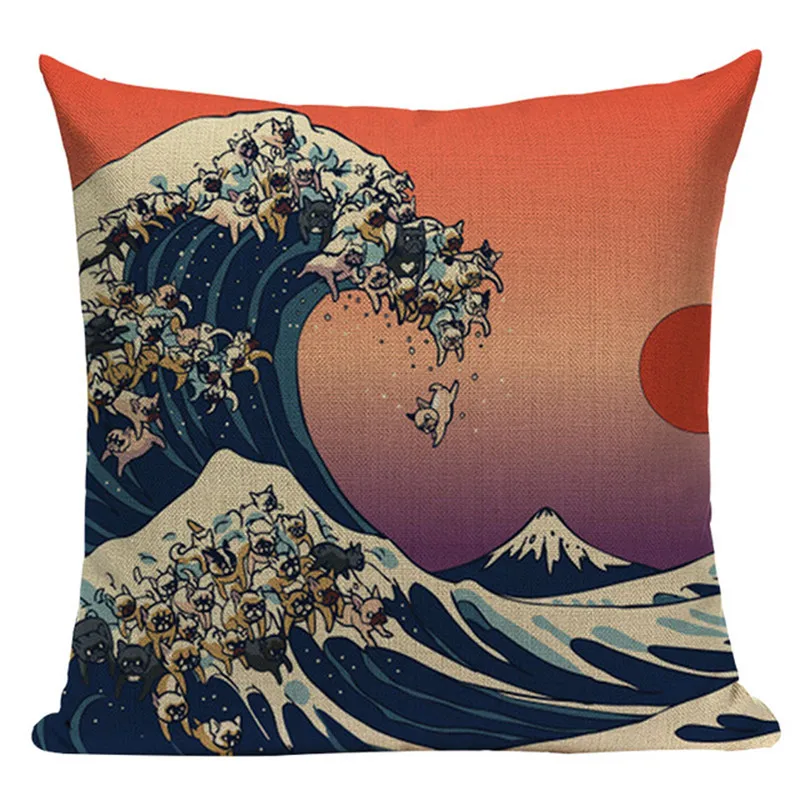 Лидер продаж Модная японская наволочка для подушки в этническом стиле с