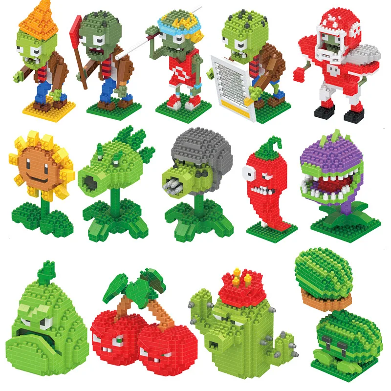 

Plants and Zombies Cartoon Characters Building Blocks Anime Characters Game Building Blocks Cosplay Fighting Boy Toy Blocks