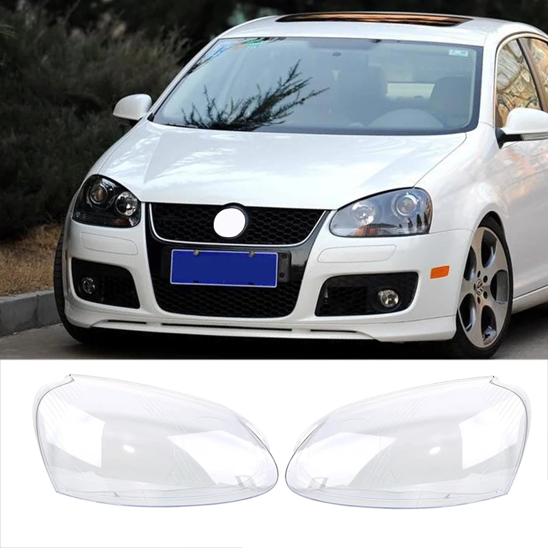 Cubierta de faro delantero de coche, accesorio de lente transparente izquierda y derecha para Volkswagen Golf 5/MK5/Jetta 05-09, 1 par