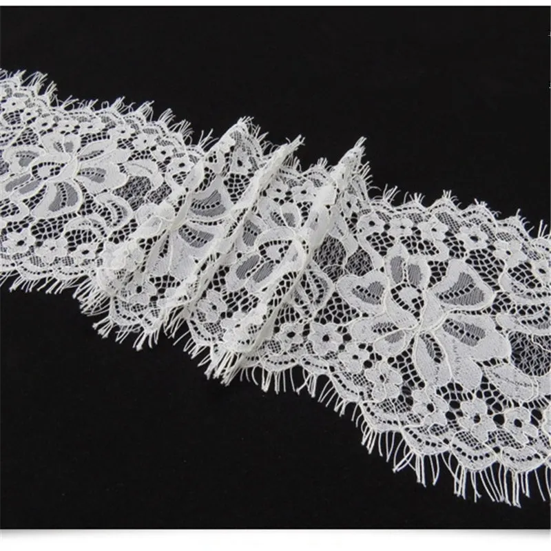3meters eyelash lace ribbon side row small flower clip large trims 15cm strand Imported machine weaving african fabric | Дом и сад