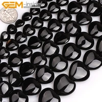 natural black agates heart stone beads for jewelry making strand 15inch diy necklace semi precious 10mm 20mm
