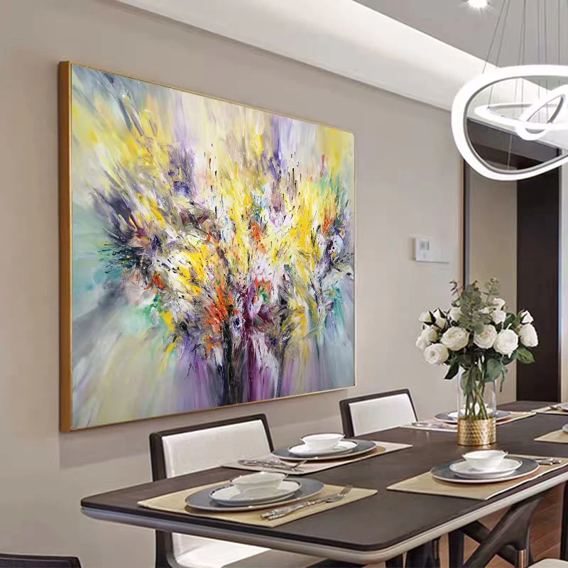 Kopen 100% Hand Geschilderd Abstract Flower Art Olieverfschilderij Wall Art Frameloze Foto Decoratie Voor Live Kamer Home Decor Gift