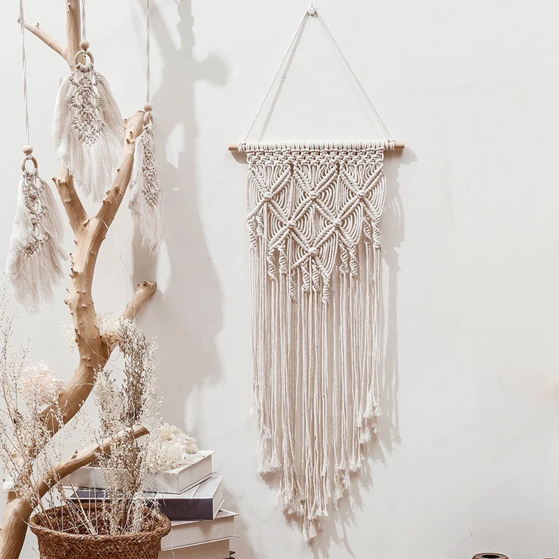 

Bohemian Woven Tapestry Dream Catcher Pendant Leaf Ornament Wall Hanging Home Decor with LED
