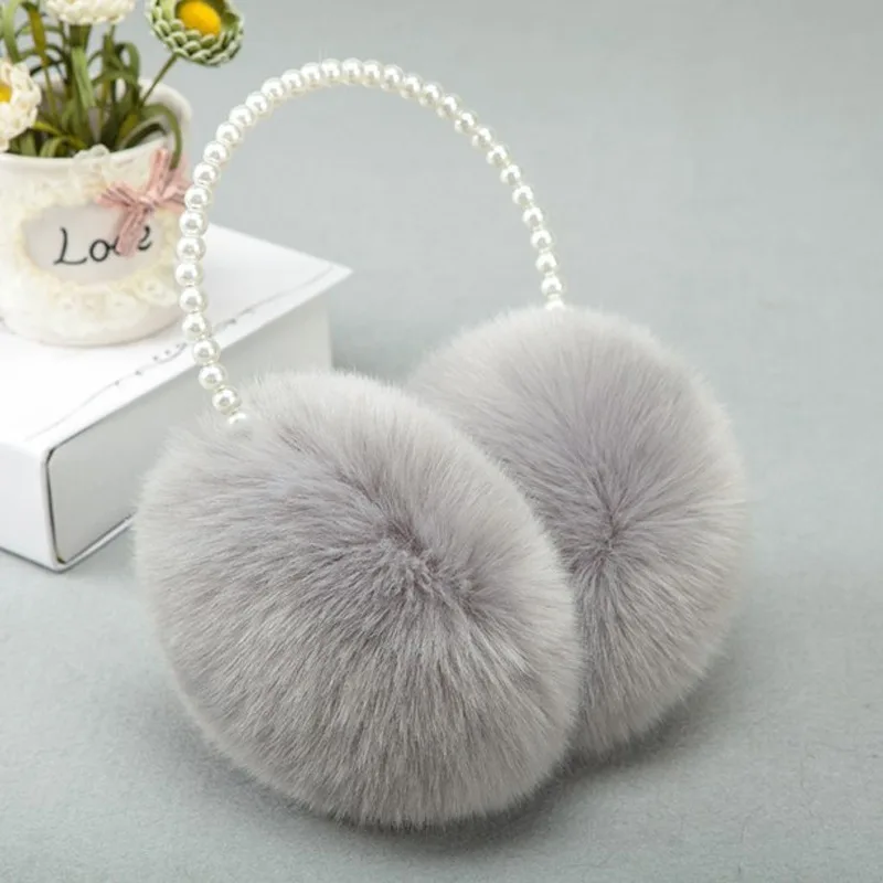 

Novelty Pearl Winter Earmuffs Women Fur Earmuff Ear Warmers Girls Imitation Rabbit Plush Warm Ear Muff Ear Hair Accessories