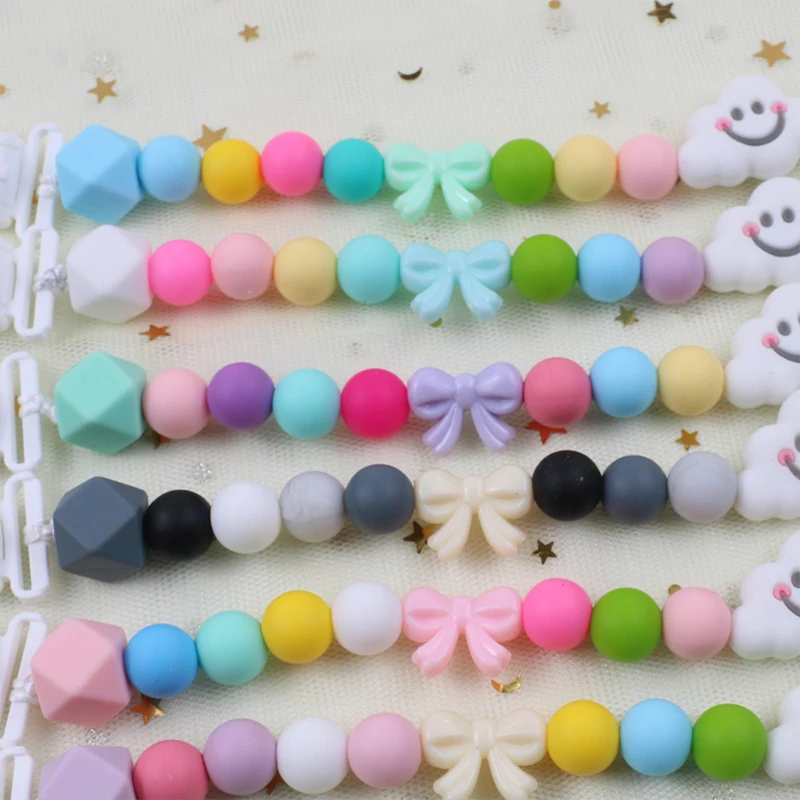 Детская Пищевая силиконовая соска с бусинами и зажимом безопасная BPA бесплатно