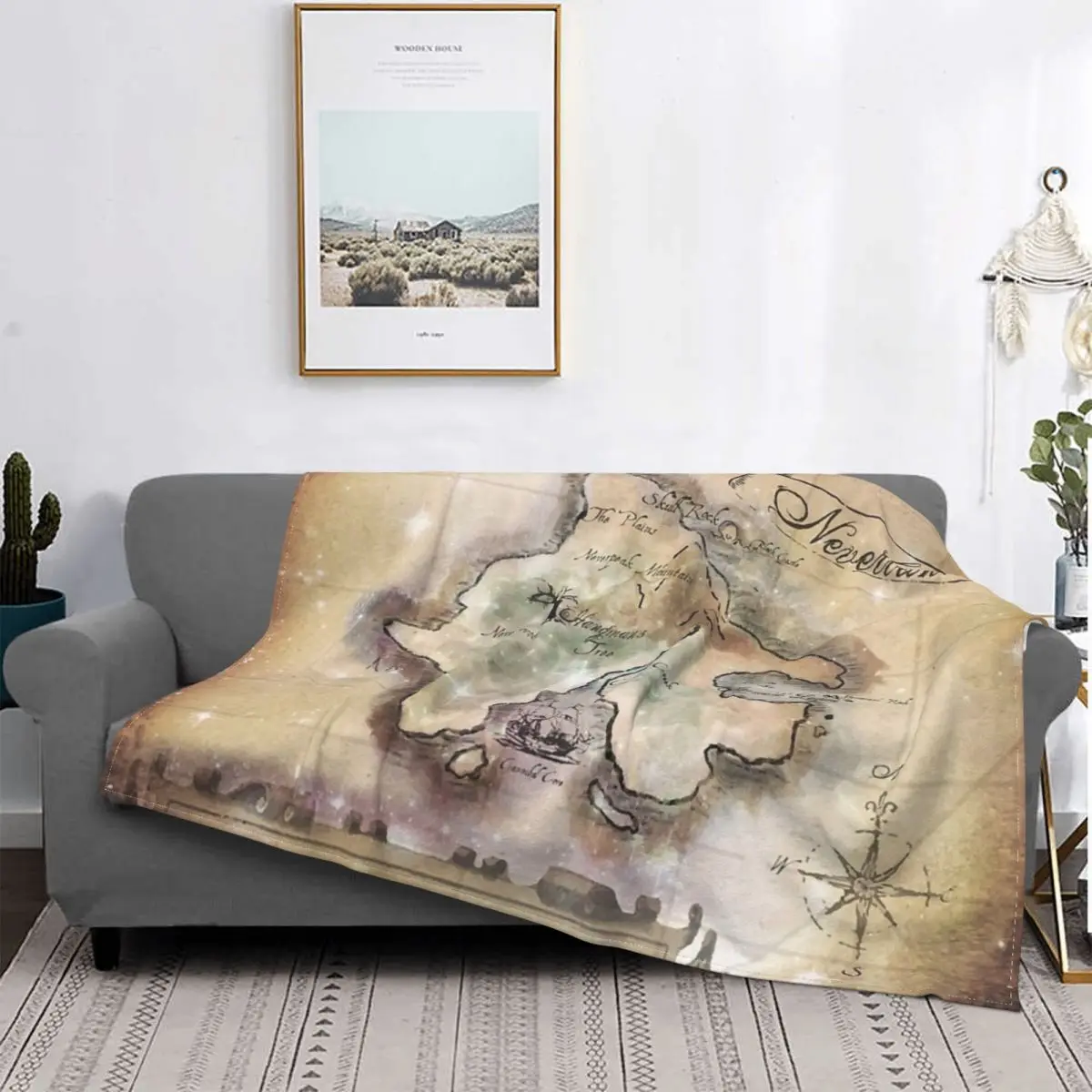 

Manta clásica de mapa de Neverland, colcha King, alfombra a cuadros para cama, manta de Picnic, fundas de cama de invierno