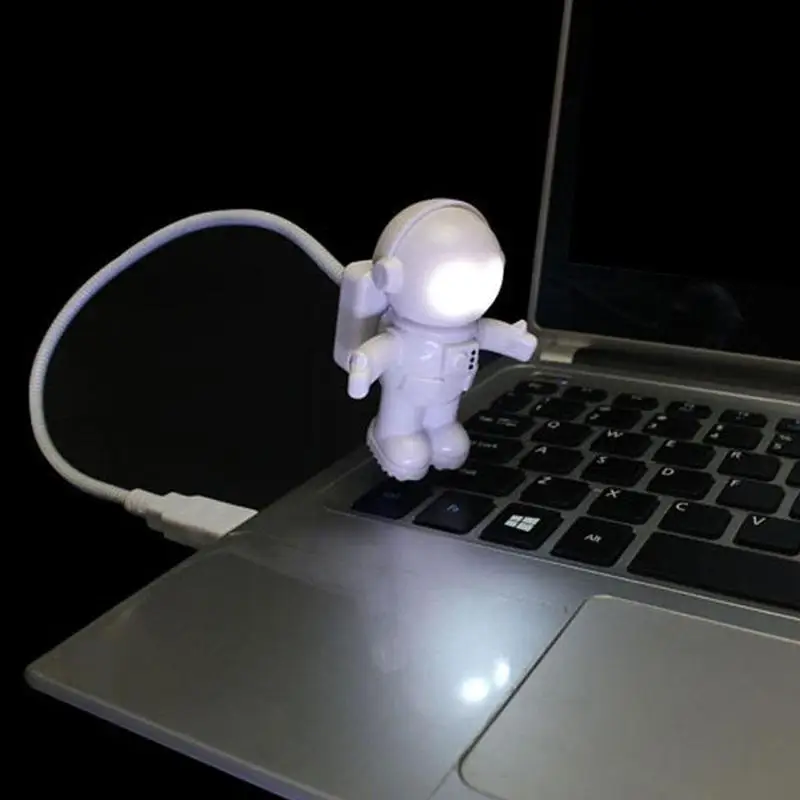 Белый гибкий космонавт астронавт трубка USB СВЕТОДИОДНЫЙ Ночник Лампа для компьютера ноутбук Laptop персональный компьютер для чтения Портативный DC 5V креативный