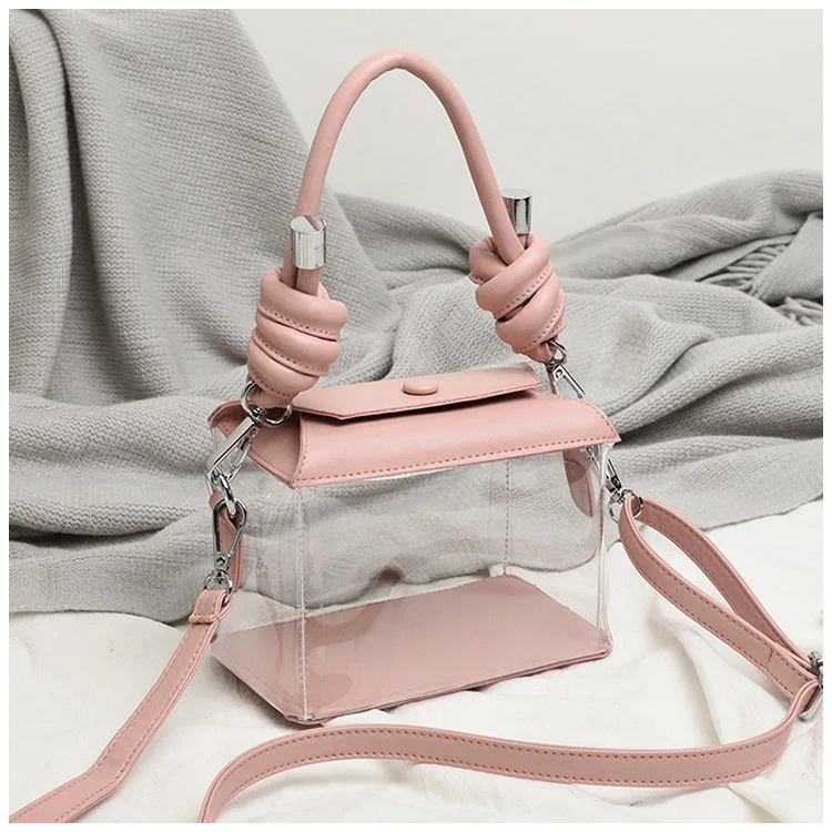 Pink Женская прозрачная сумка ПВХ прозрачная Дамская пластиковая PU Сумка сумка-тоут Желейная сумка конфетные пляжные сумки на плечо сумки-мессенджеры дамские сумочки - Цвет: Pink