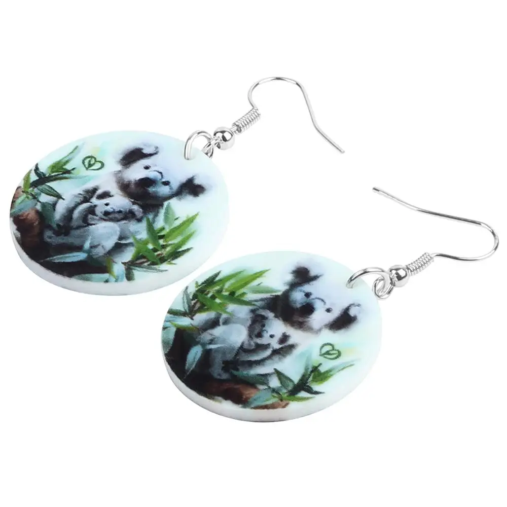 Newei акриловый Австралийский Коала серьги животных Круглые Висячие ювелирные